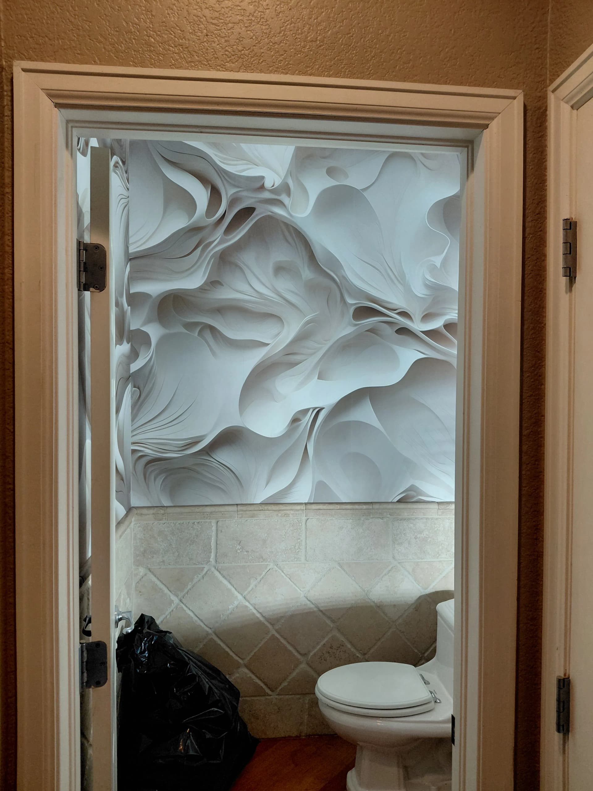 3D Wallpaper That Makes a Powder Room Feel Intentional image