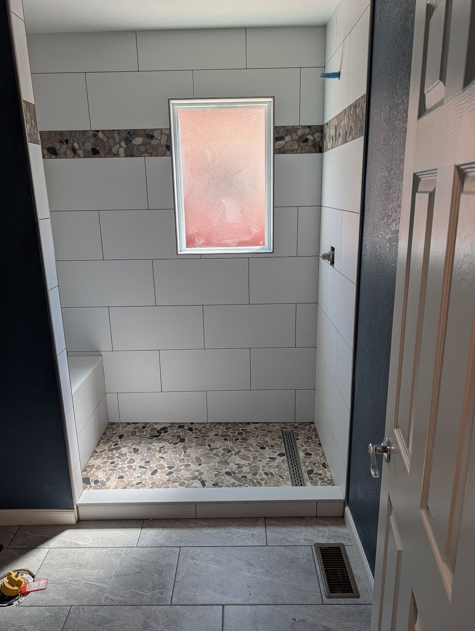 Custom Shower Tile Work in Progress - Clean Lines and Solid Craft image