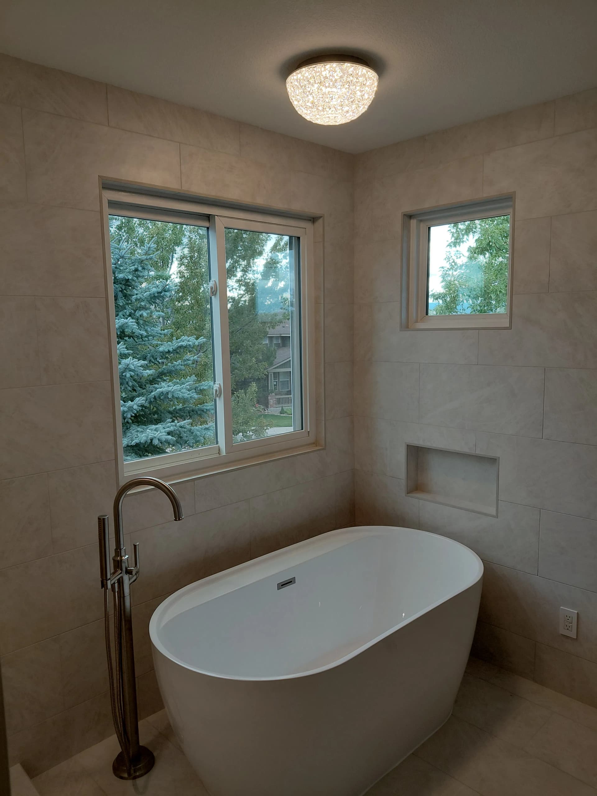 Freestanding Tub and Custom Tile Bathroom Remodel image